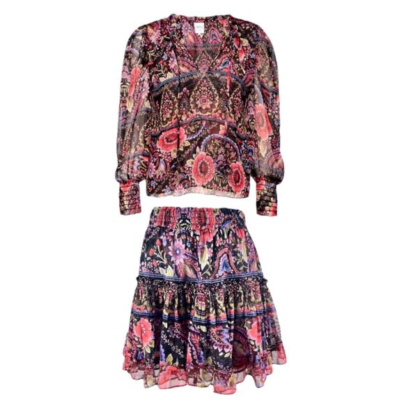 MISA Los Angelos Siena Top Marion Skirt Matching Set Flora Valentina Size L - Picture 3 of 12